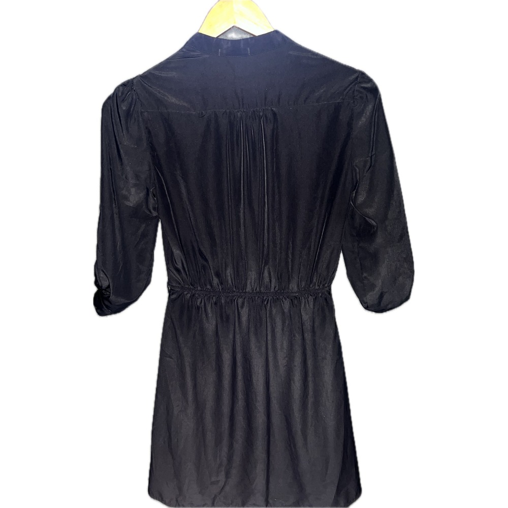 Charlotte‎ Russe Black Button Front Roll Tab Sleeve Mini Dress Womens Small